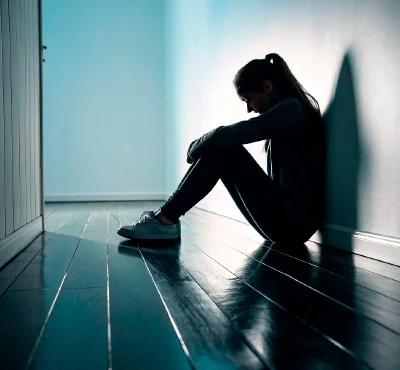 Девушка сидит на полу